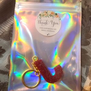 J Dark Pink Shimmer keychain